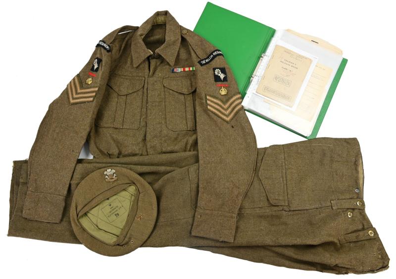 British WW2 Named 'The Welch Regiment' Battledress Grouping