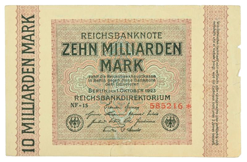 German Third Reich Era Banknote '10 Miliard Mark'