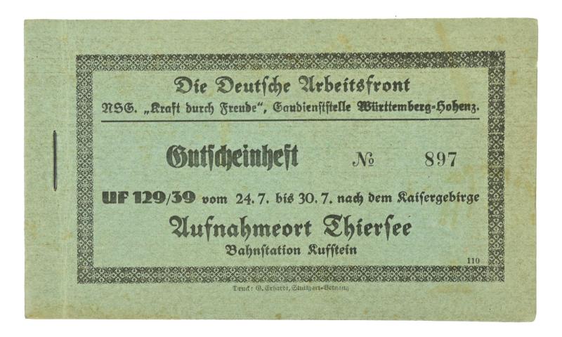 German KdF (DAF Kraft durch Freude) Travel Ticket