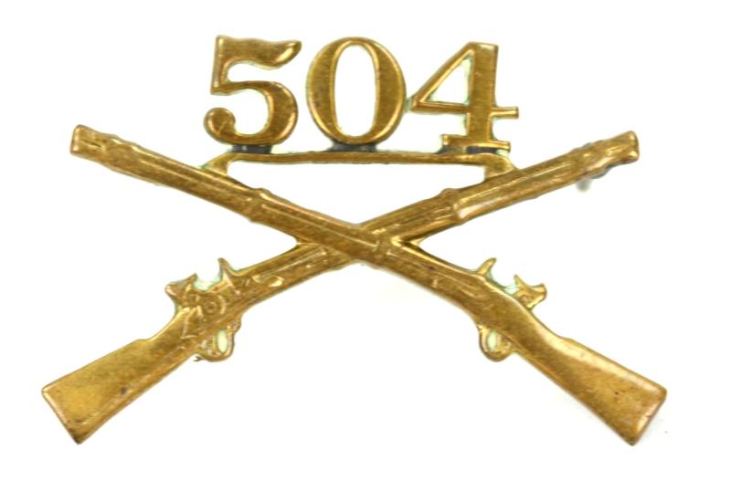 US WW2 504th PIR Officer Collar Rifles Insignia
