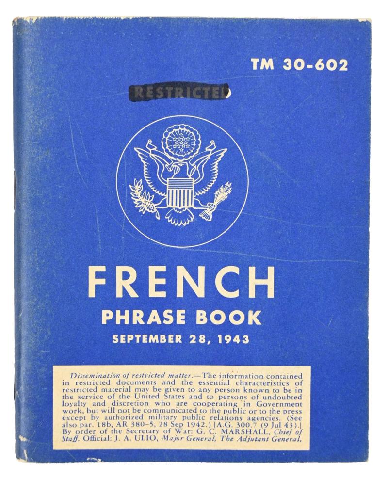 US WW2 French Phrase Book