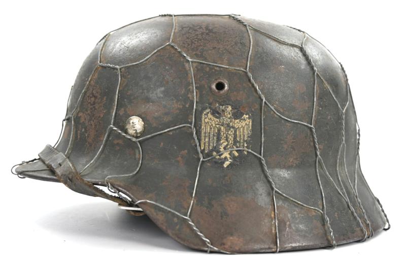 German WH M35 SD Combat Helmet with Full Wire Basket