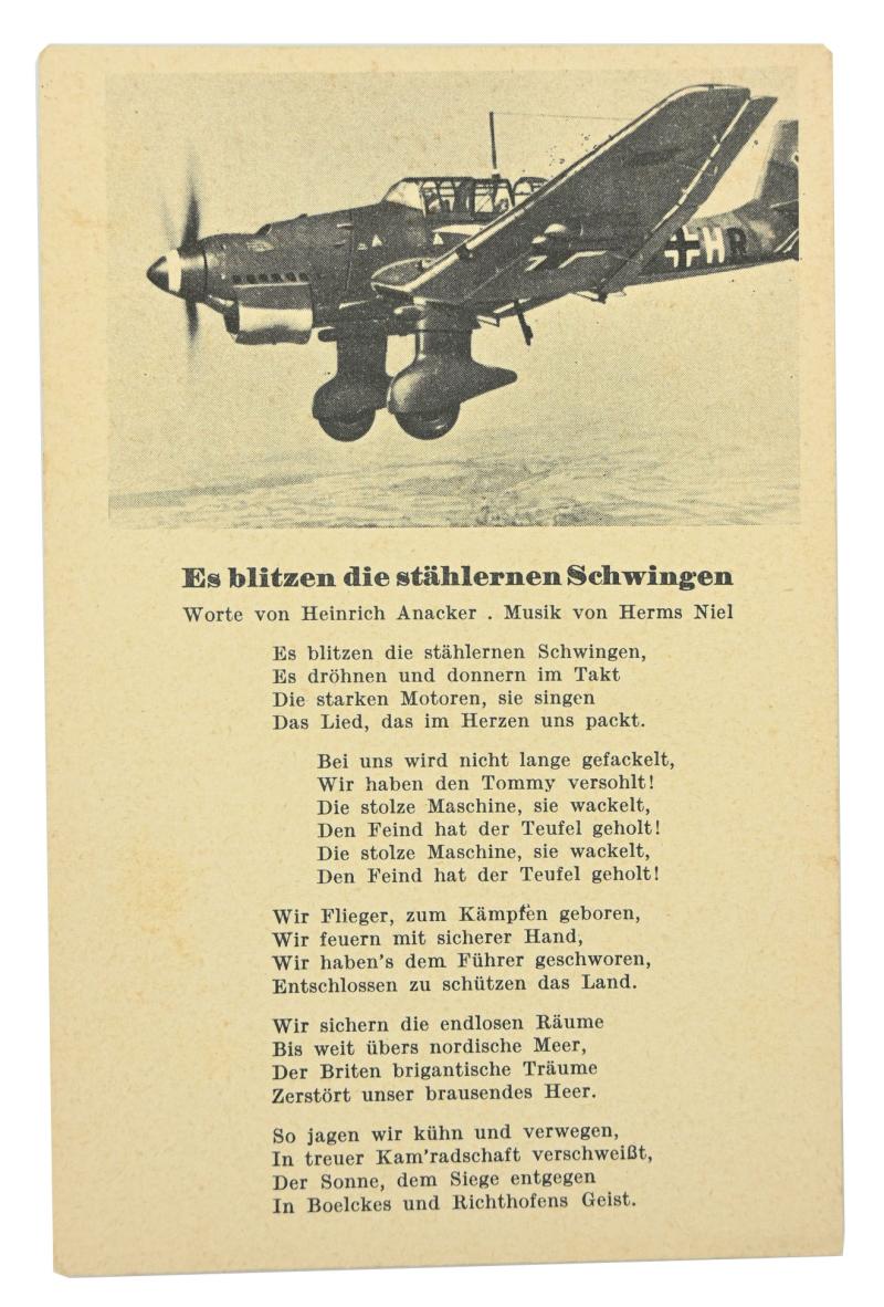 German LW Postcard 'Es blitzen die stählernen Schwingen'