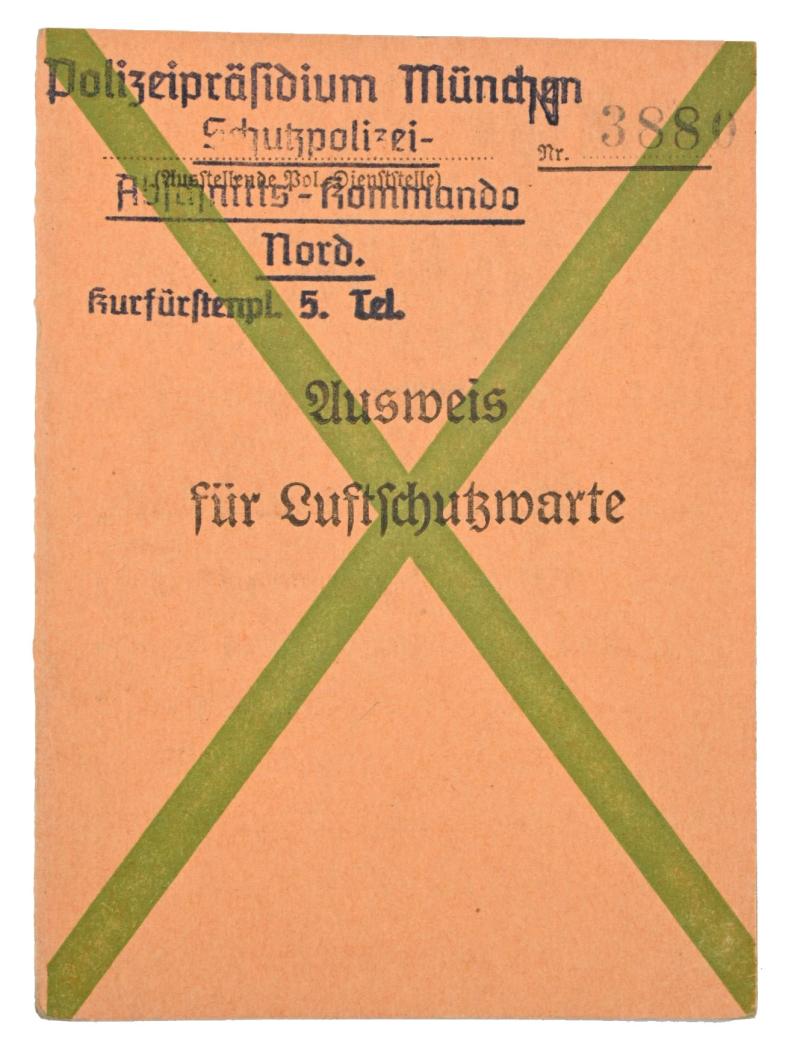WorldWarCollectibles German Schutzpolizei License Pass Munich