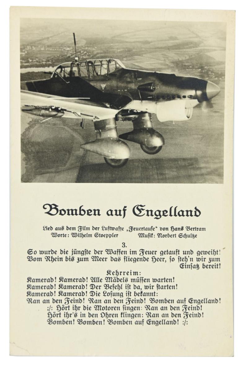 German LW Postcard 'Bomben auf Engeland!'