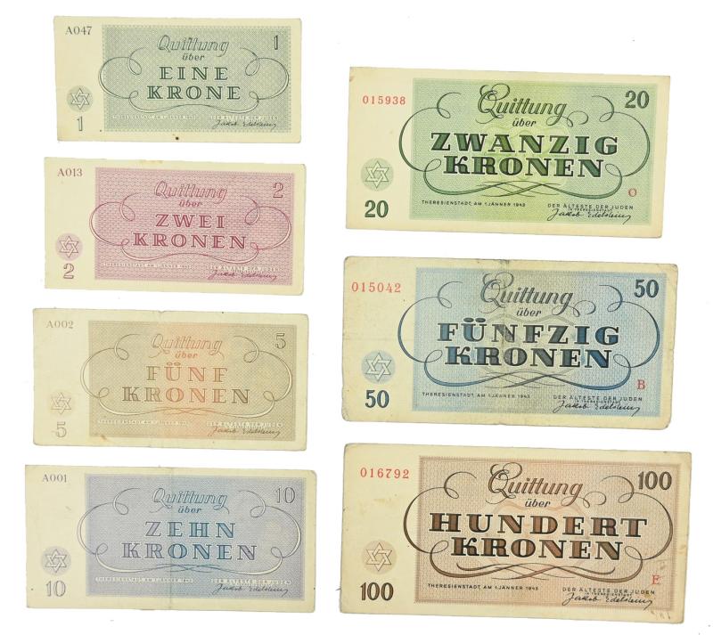German WW2 Theresienstadt (Terezin) Concentration Camp Banknotes
