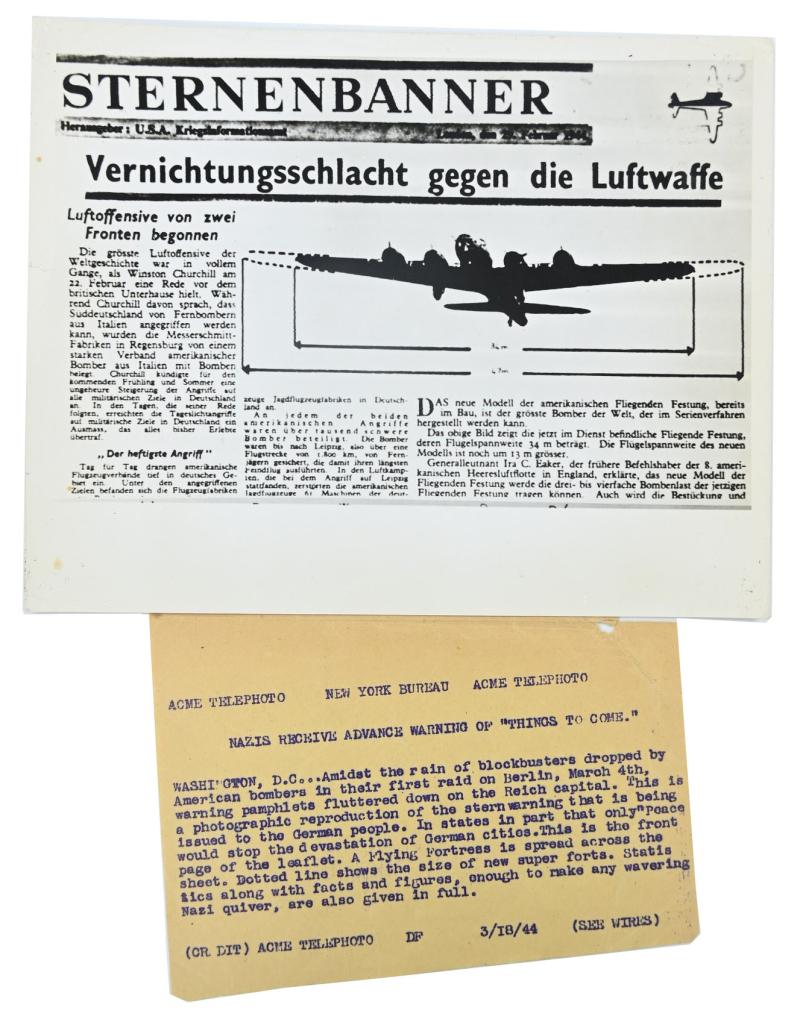US WW2 Photographic Copy 1944 Flyer Berlin