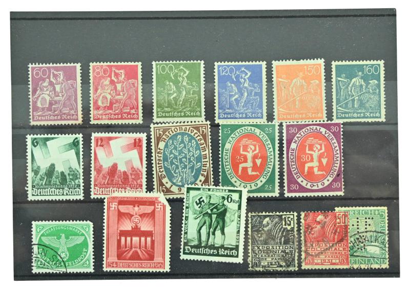 German Third Reich Era Postcard Stamps