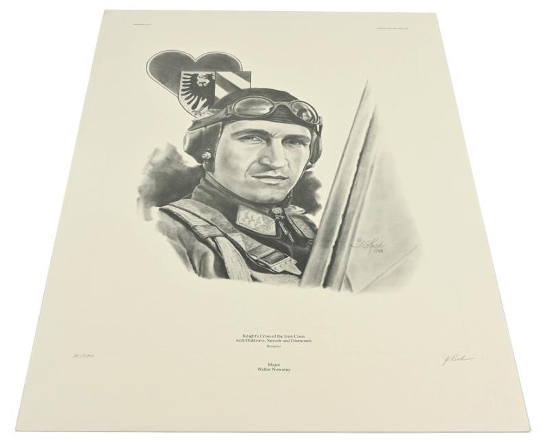 German Litho Print of LW Flight Ace 'Walter Nowotny'