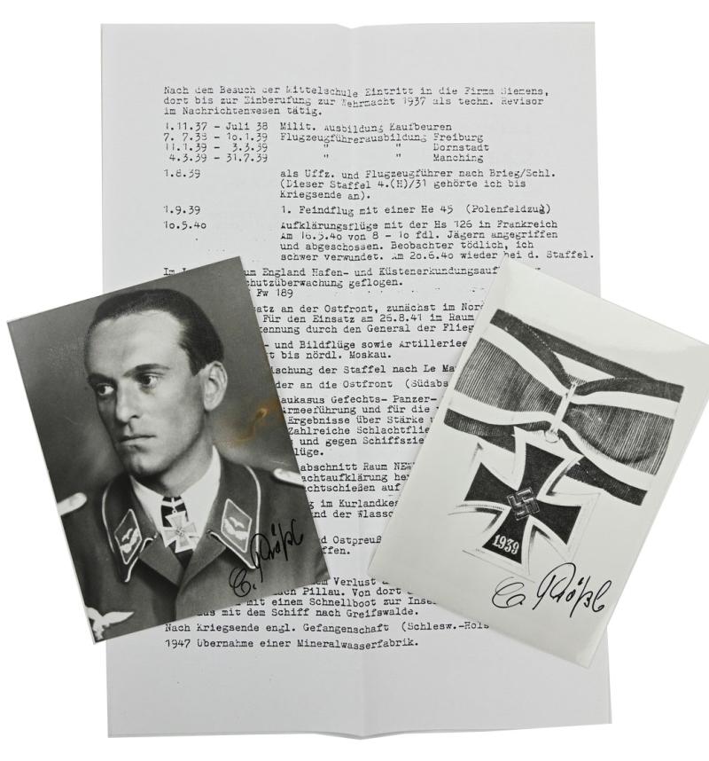 Signature of Luftwaffe KC Recipient 'Erwin Prössl'
