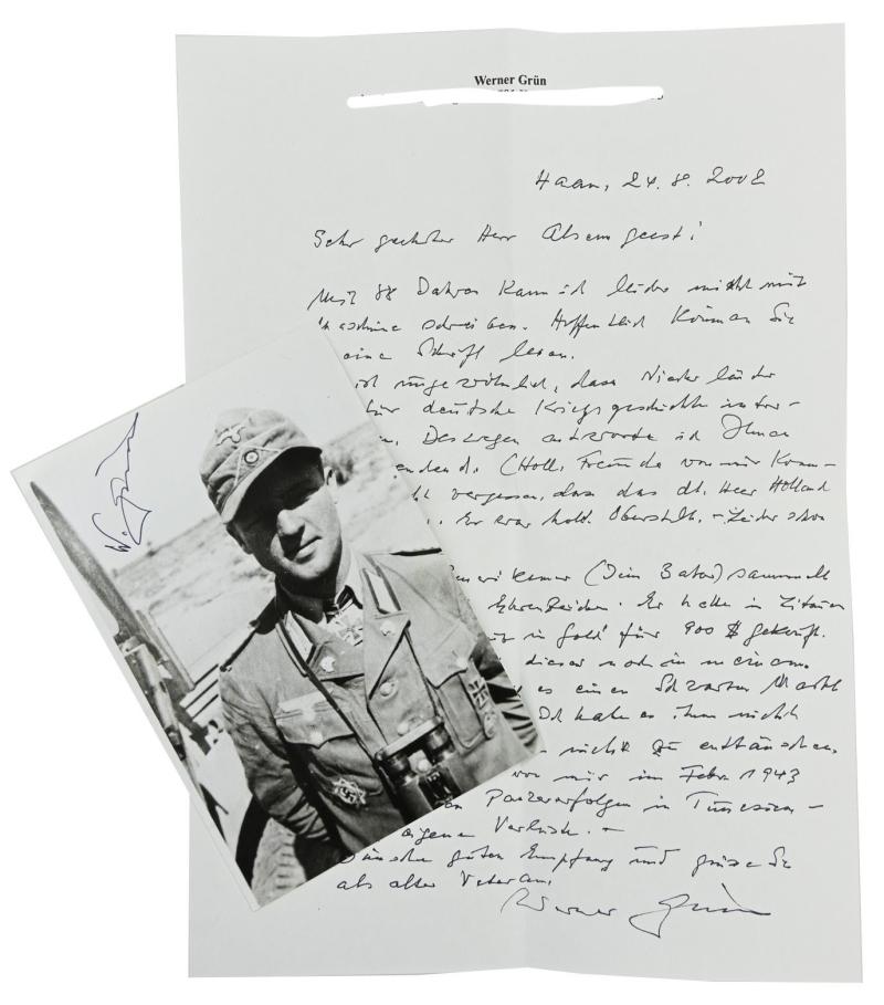 Signature of Wehrmacht Heer KC Recipient 'Werner Grün'
