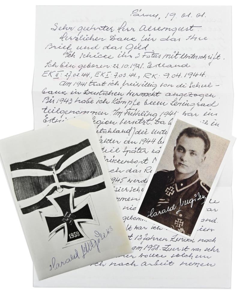 Signature of Waffen-SS KC Recipient 'Harald Nugiseks'