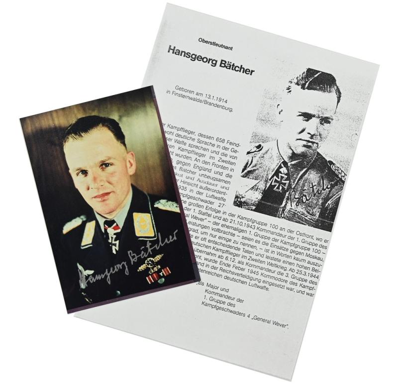 Signature of Luftwaffe KC-OLC Recipient 'Hansgeorg Bätcher'
