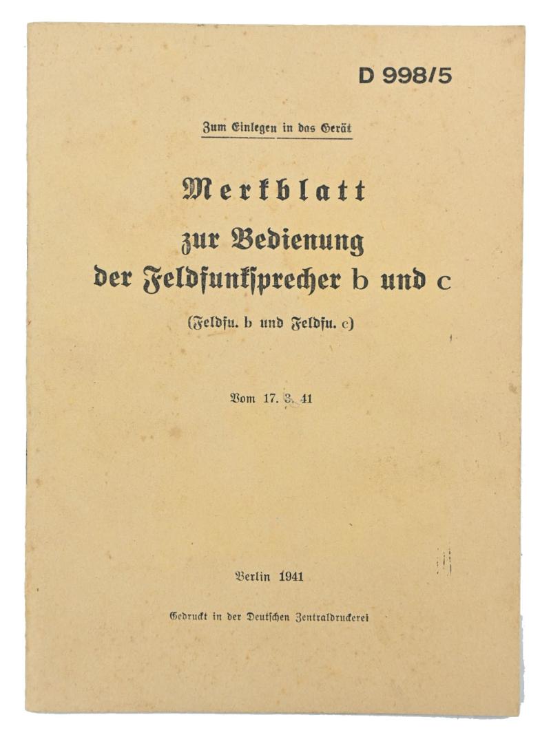 German WH 'Feldfunkfprecher' B&C Manual