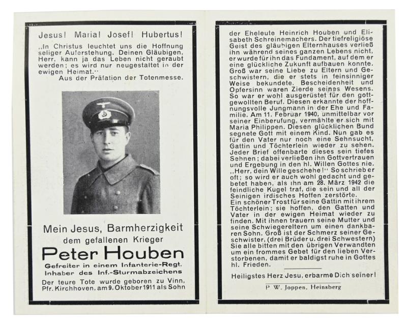 German WH Deathcard 'Peter Houben'