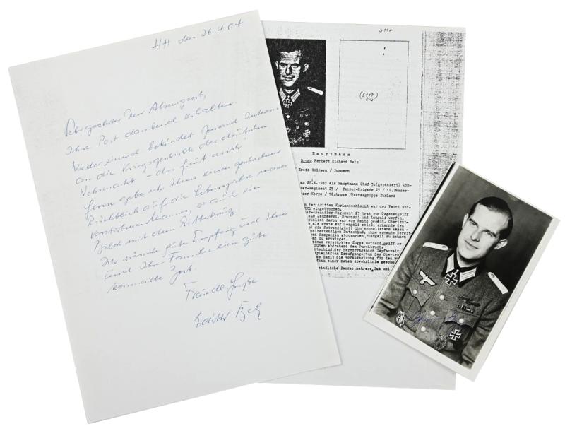 Signature of Wehrmacht Heer KC Recipient 'Bruno Belz'