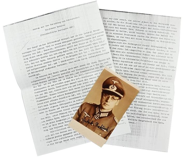 Signature of Wehrmacht Heer KC Recipient 'Herbert Hodurek'