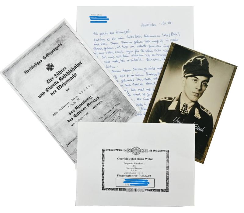 Signature of Luftwaffe KC Recipient 'Heinz Welzel'