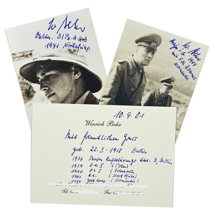 Signature of Wehrmacht (Heer) KC Recipient 'Winrich Behr'