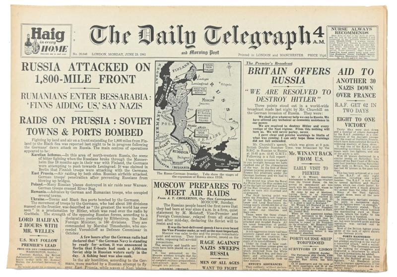 British WW2 Newspaper 'The Daily Telegraph'