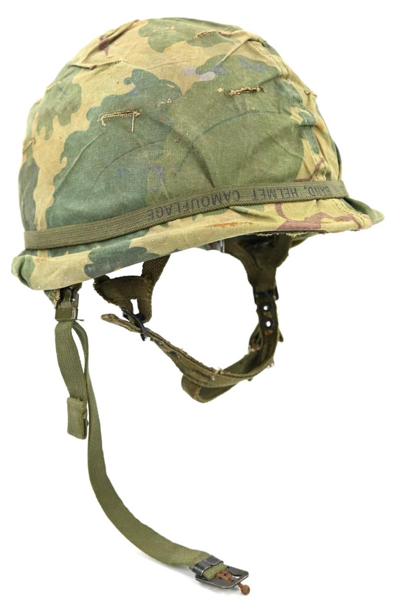 US Vietnam Paratrooper helmet with camouflage cover and liner 1965