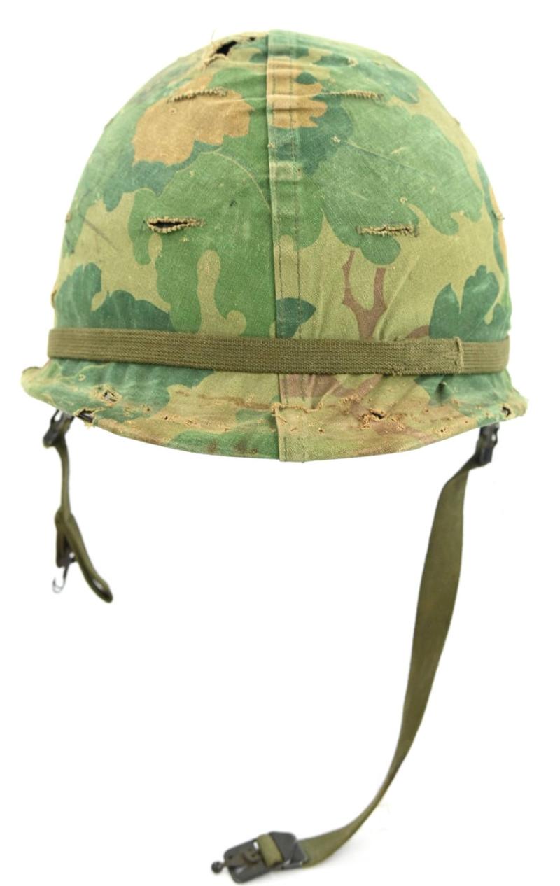 US Vietnam 2nd Armored Division helmet with camouflage cover and liner 1965
