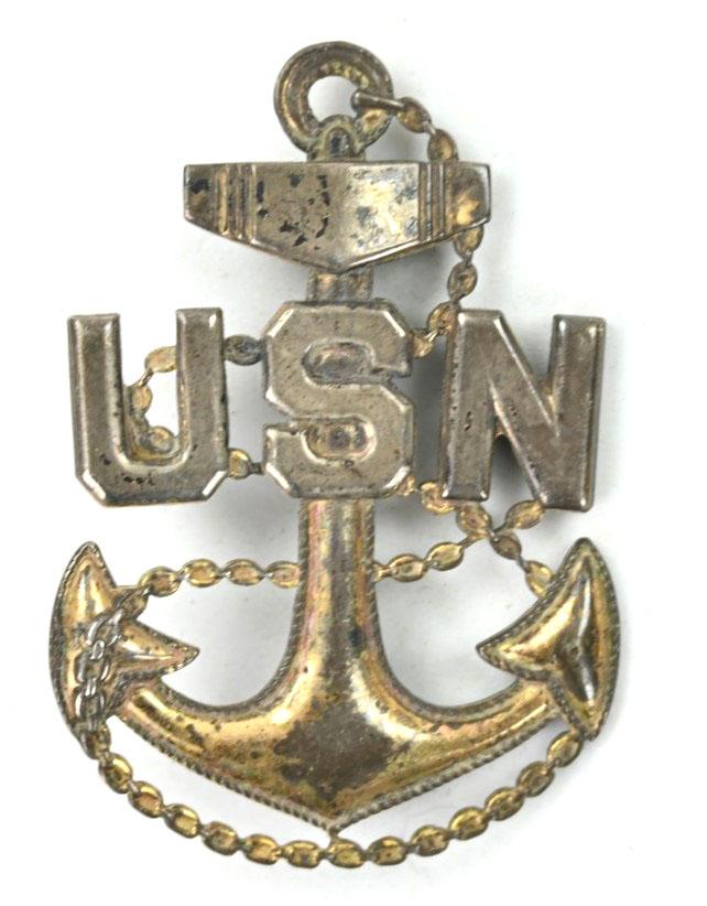 US Navy WW2 Chief Petty Officer Visor Hat Insignia