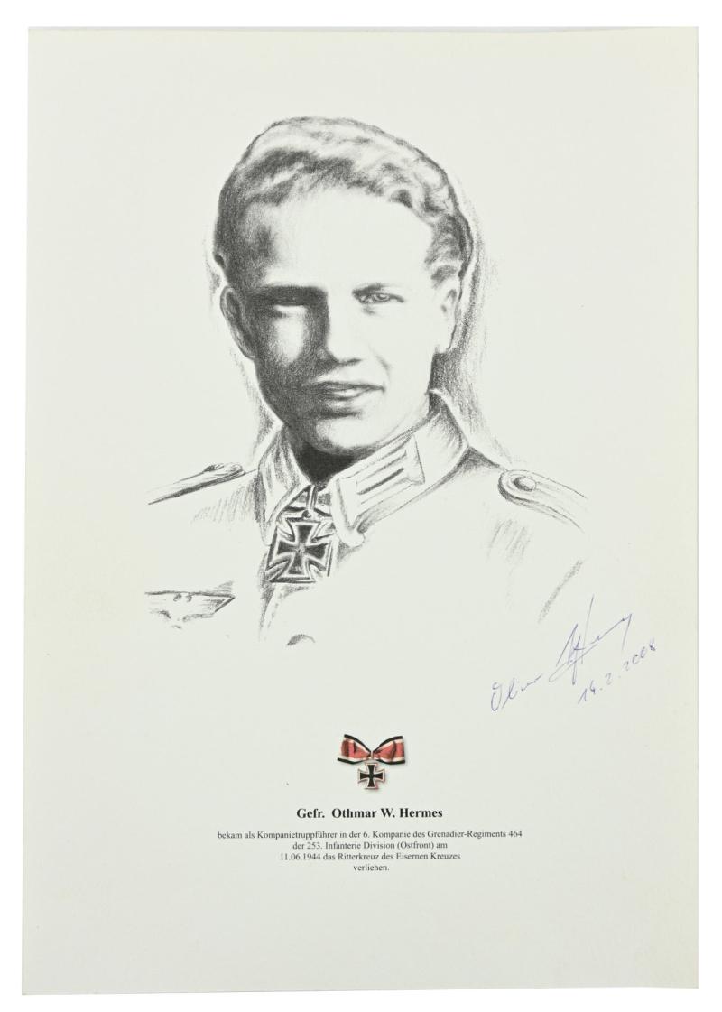Signature of Wehrmacht Heer KC Recipient 'Otmar Hermes'