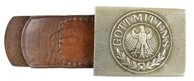 German Reichswehr 'Nickel Silver' Beltbuckle with Tab 1928