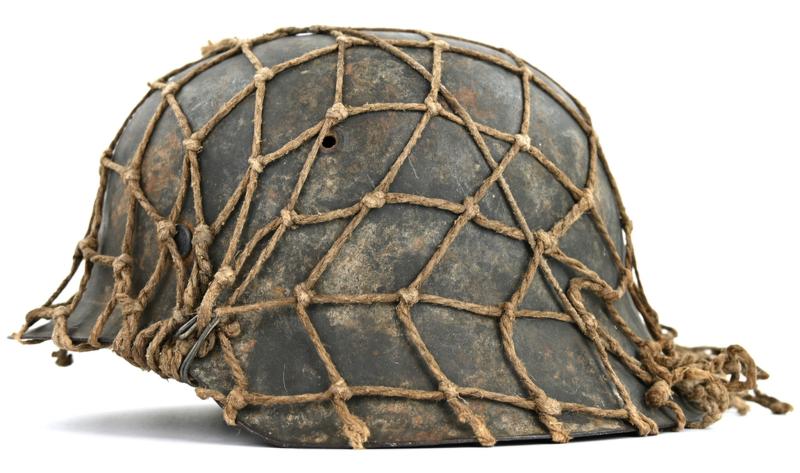 German WH/SS M42 Camo Helmet with Tarnnetz