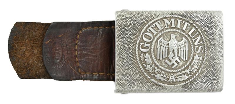 German WH beltbuckle with Leather Tab