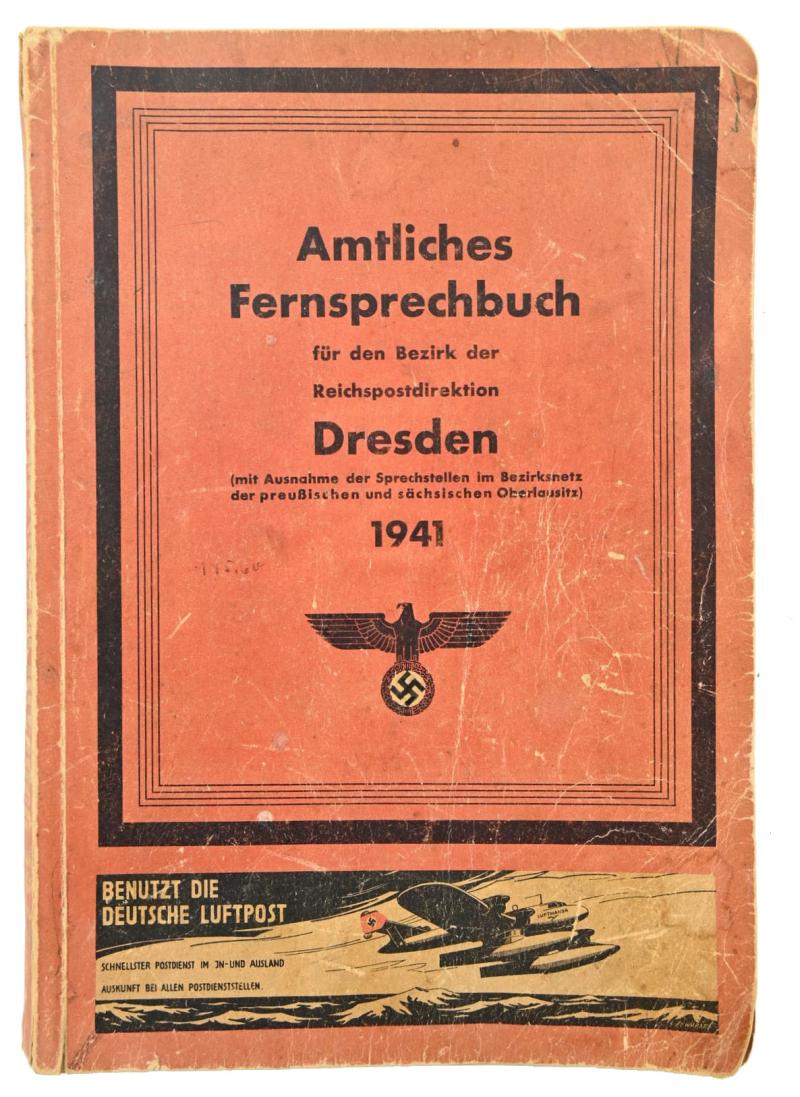 WorldWarCollectibles German Third Reich Phonebook Dresden 1941 WorldWarCollectibles German Third Reich Phonebook Dresden 1941