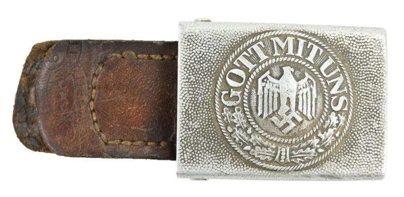 German WH Beltbuckle with leather tab 'St. Merkl'