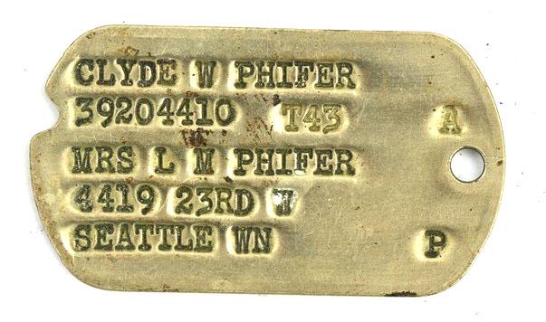 US WW2 Dog-Tag 'Clyde W. Phifer'
