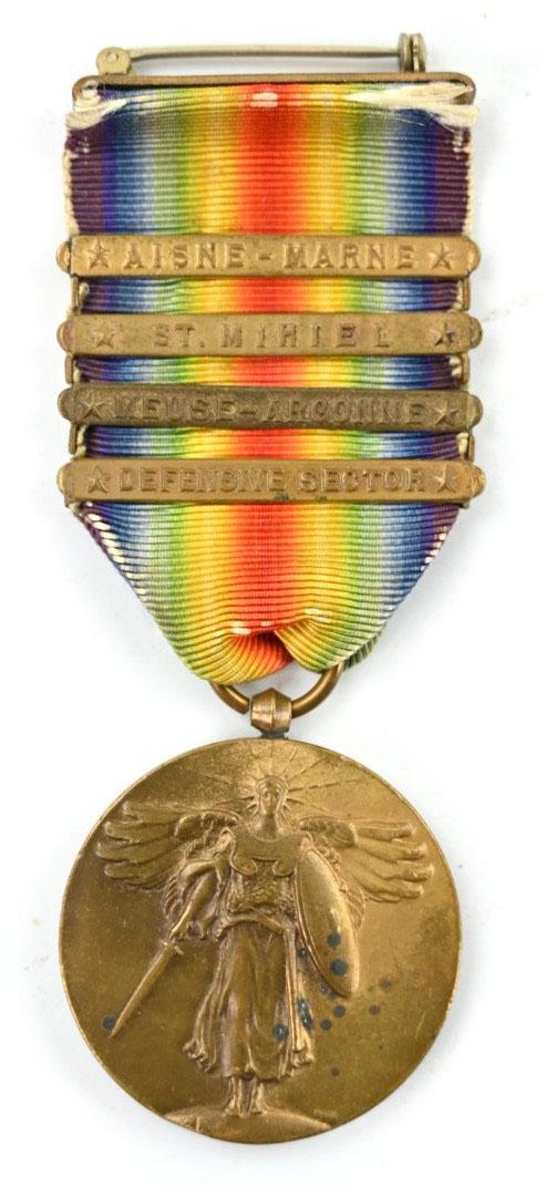 US WW1 Victory Medal with 4 Clasps