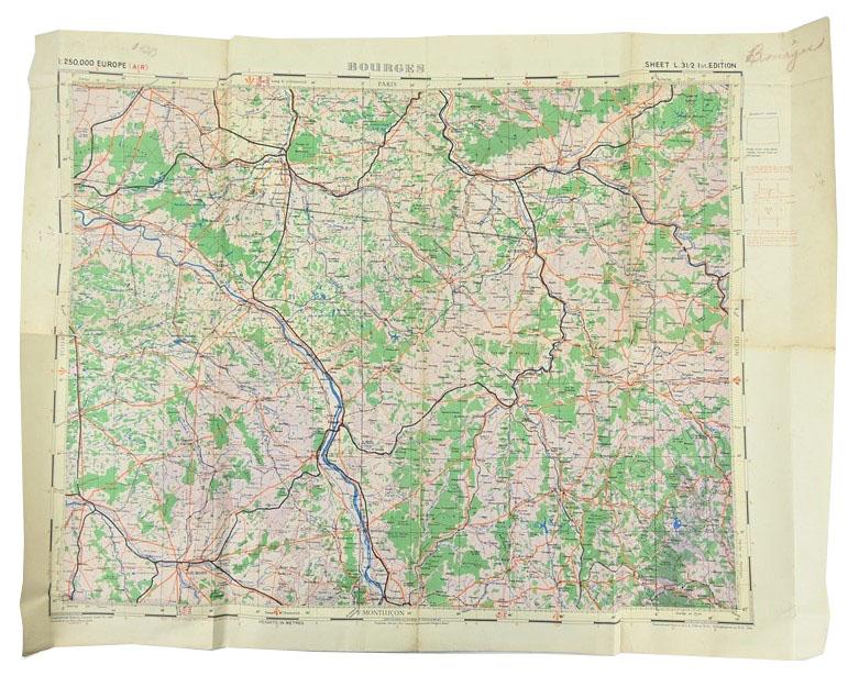 US WW2 Mapcard of Bourges France