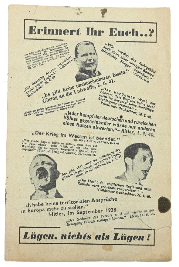 Allied WW2 Droppingsflyer 'Erinnert Ihr Euch..?'