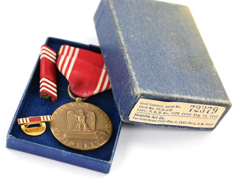 US WW2 Good Conduct Medal in Box 1942