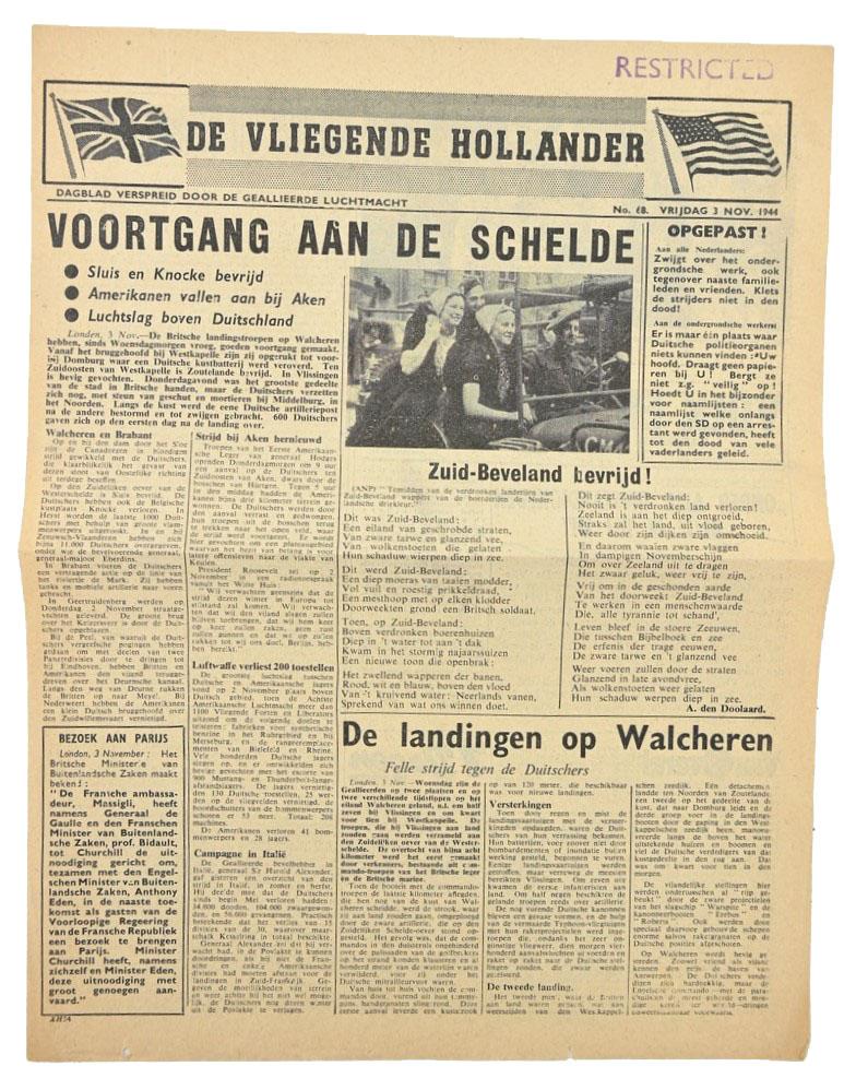 Allied Droppingsflyer 'De Vliegende Hollander' 1 November 1944