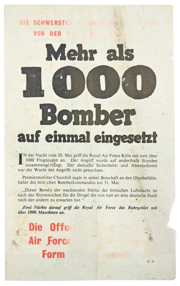 Allied WW2 Droppingsflyer '1000 Bomber'