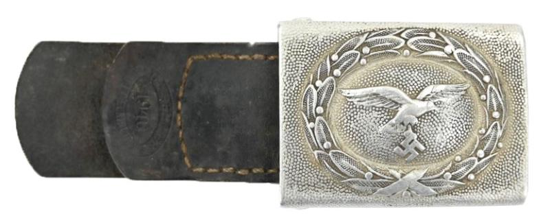 German LW Beltbuckle with Leather Tab 'GB' 1940