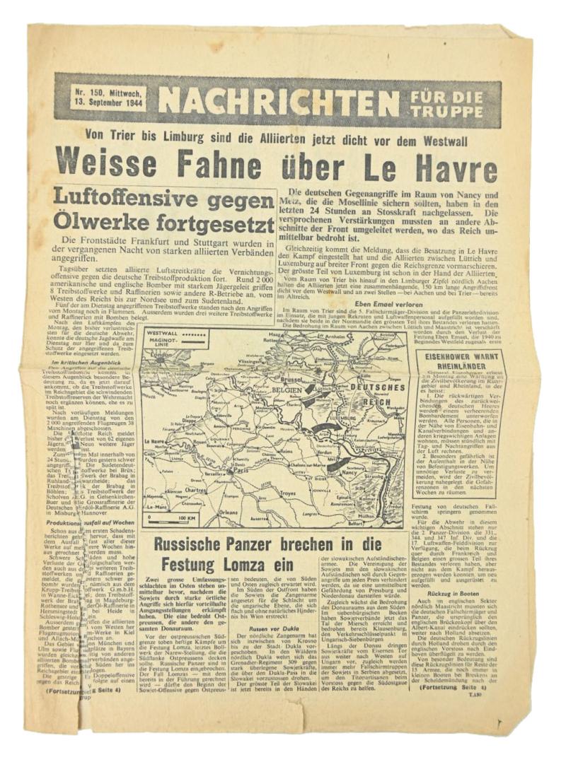Allied WW2 Droppingsflyer 'Nachrichten für die Truppe'