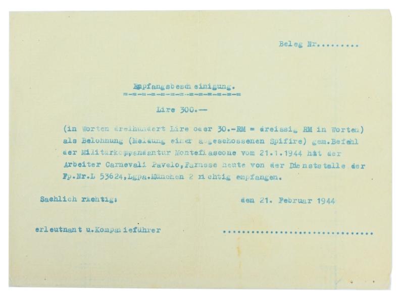 German WH Reward Certificate Italian Worker