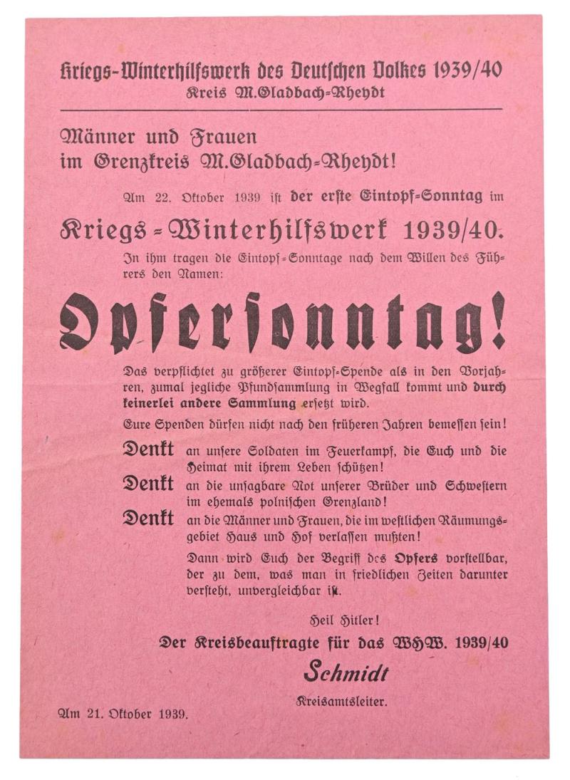 German WHW Flyer 1939/40