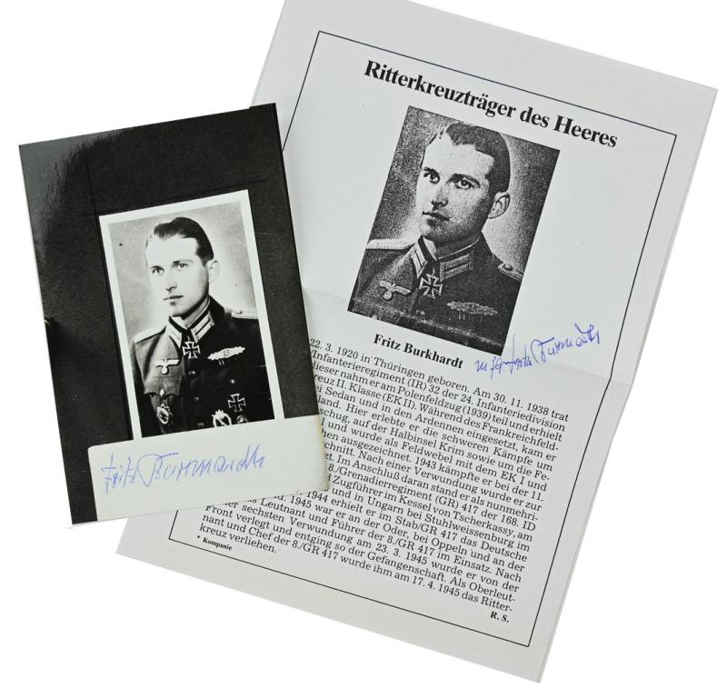 Signature of Wehrmacht Heer KC Recipient 'Fritz Burkhardt'