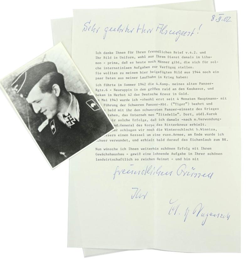 Signature of Wehrmacht Heer KC-OLC Recipient 'Clemens-Heinrich Graf von Kageneck'
