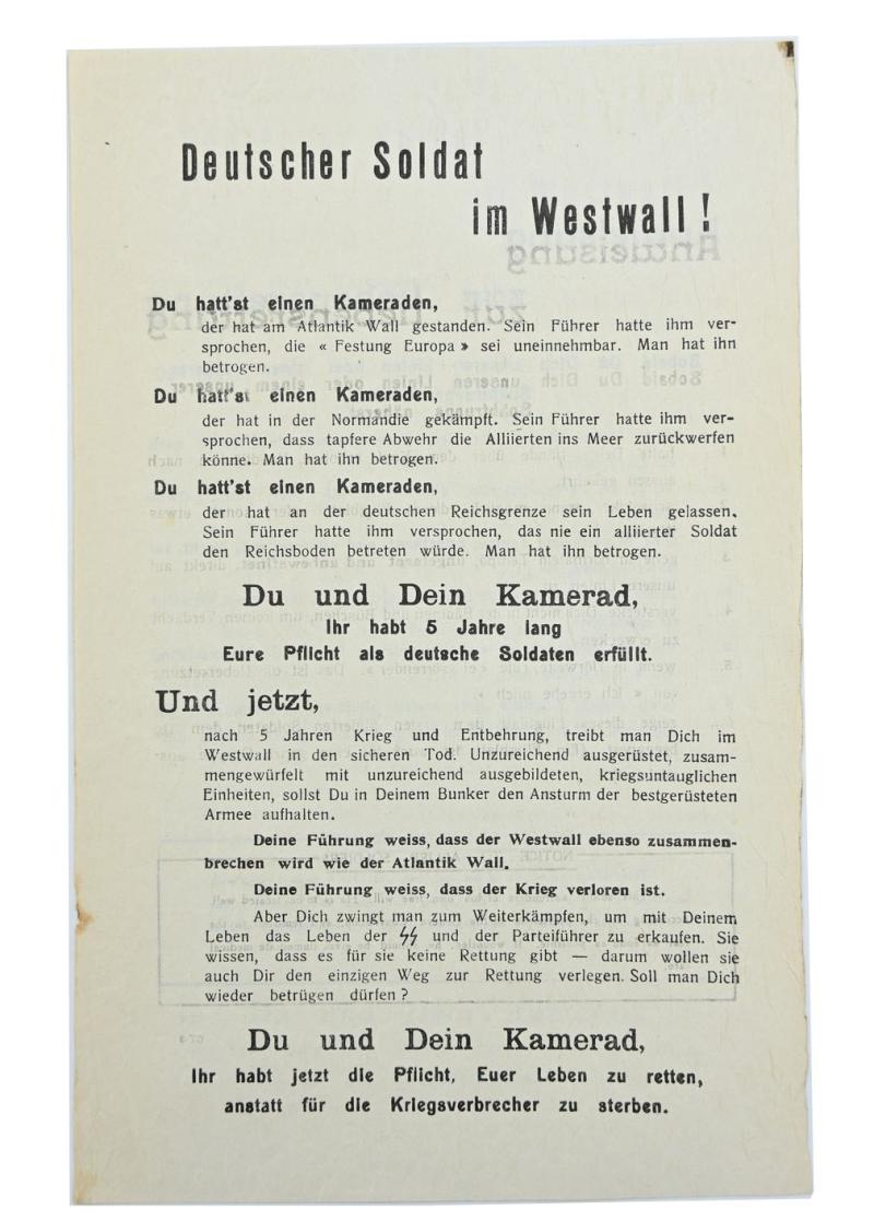 Allied WW2 Droppingsflyer 'Westwall'
