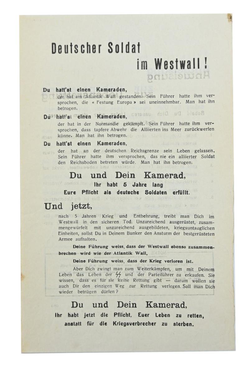 Allied WW2 Droppingsflyer 'Westwall'