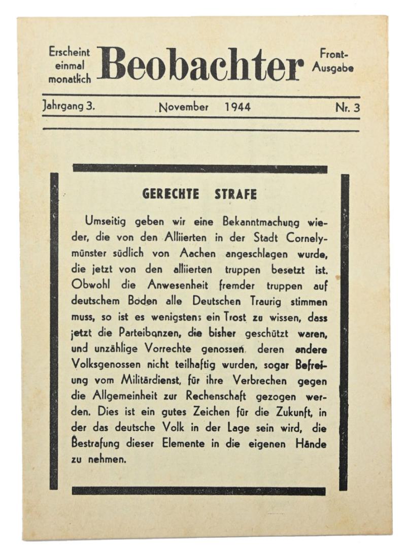 Allied WW2 Droppingsflyer 'Beobachter' November 1944