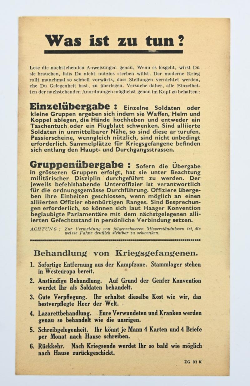 Allied WW2 Droppingsflyer 'Was ist zu tun?'
